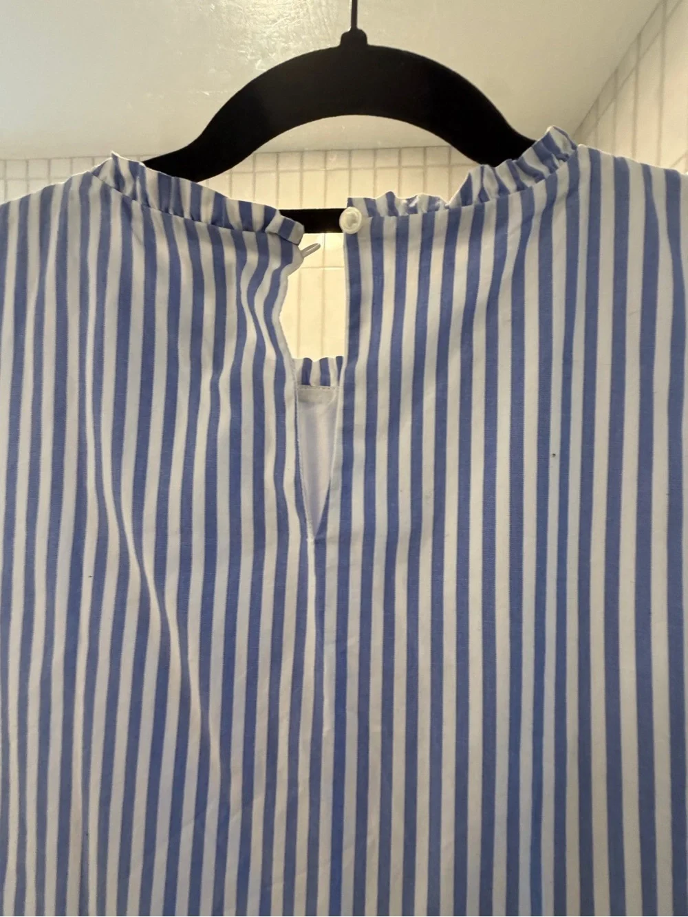 J. Crew Blue and White Striped Sleeveless Midi Dress